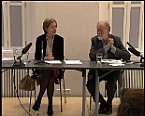 Heinrich Schneider und Sonja Puntscher-Riekmann beim Vortrag ''Verfassungsrichter: Totengräber der EU-Integration?'' Bild: Heinrich Schneider und Sonja Puntscher-Riekmann beim Vortrag ''Verfassungsrichter: Totengräber der EU-Integration?''
